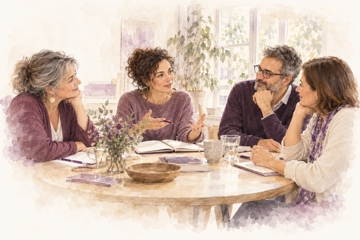 Illustration d’un échange pédagogique autour d’une table